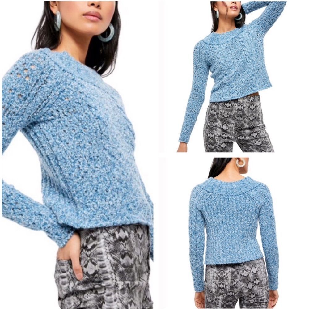 Free People Avalon Sweater In Blue Marine